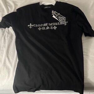 Chrome Hearts Black Tee with Silver Accents